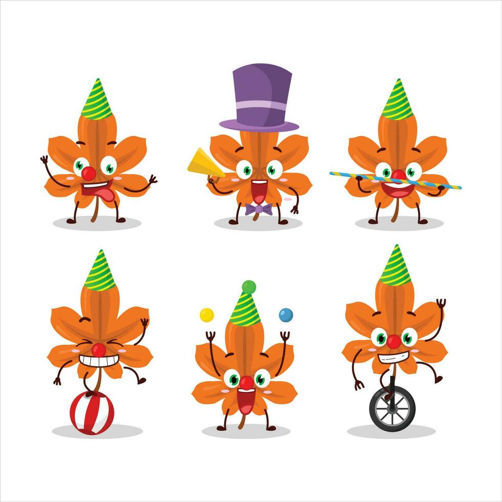 Cartoon character of orange dried leaves with various circus shows vector