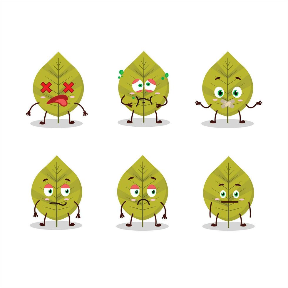 Green leaves cartoon character with nope expression vector