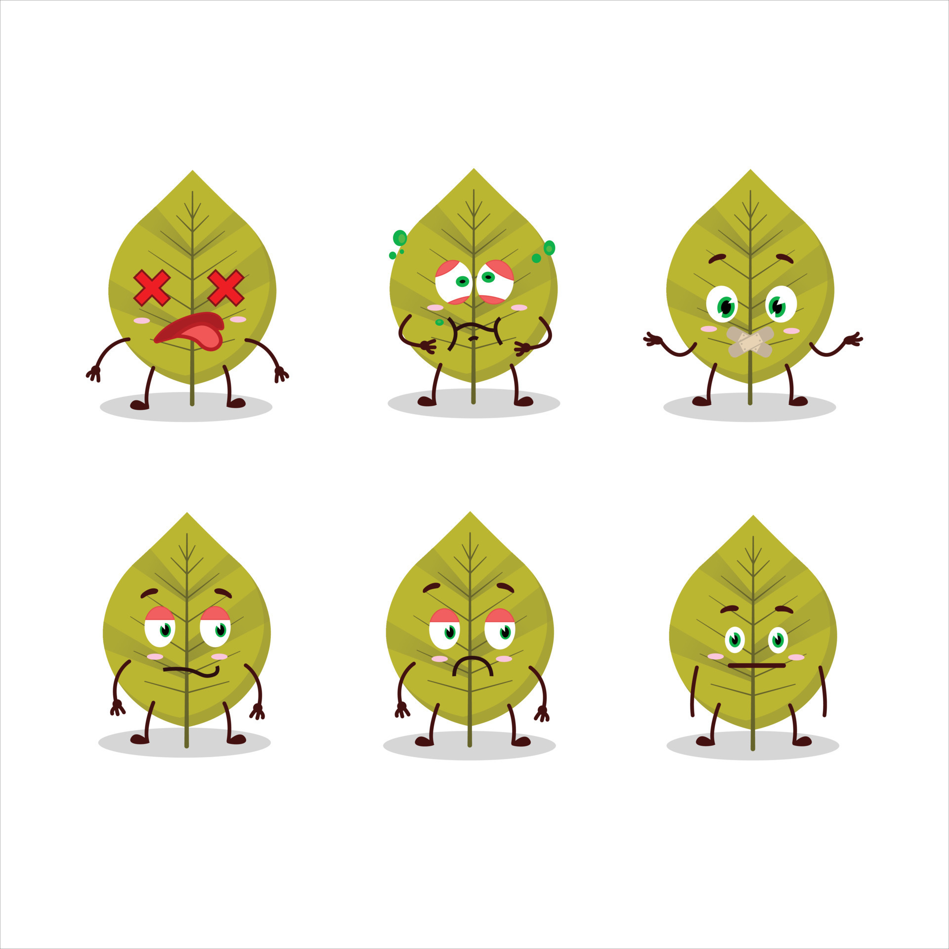 Green leaves cartoon character with nope expression 24522861 Vector Art
