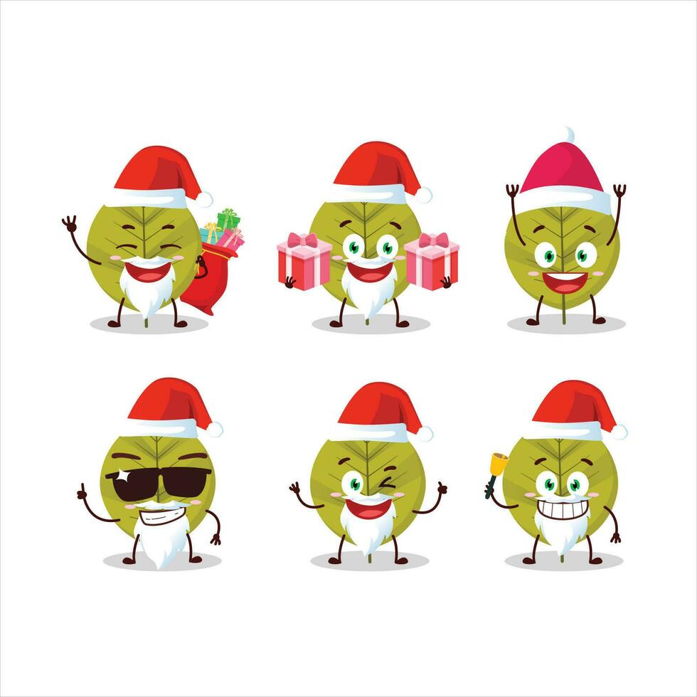 Santa Claus emoticons with green leaves cartoon character vector