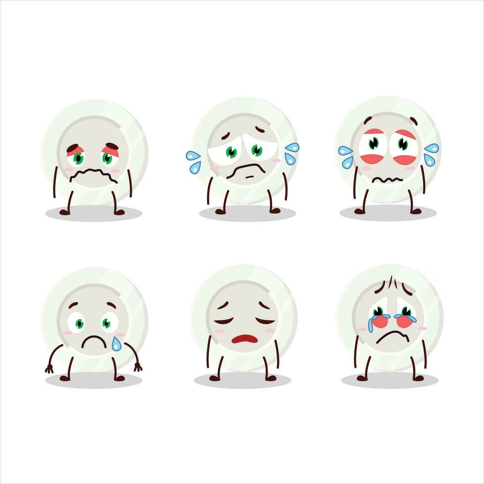White plate cartoon character with sad expression vector