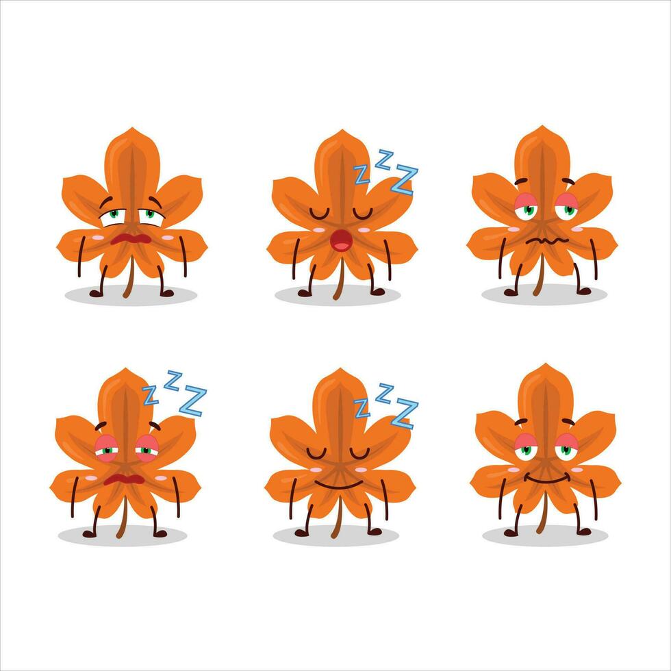 dibujos animados personaje de naranja seco hojas con soñoliento expresión vector