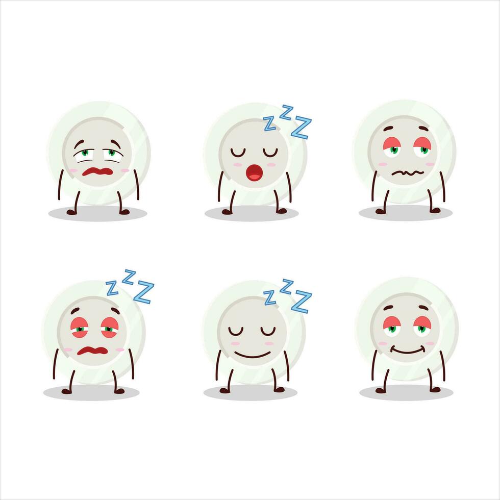 Cartoon character of white plate with sleepy expression vector