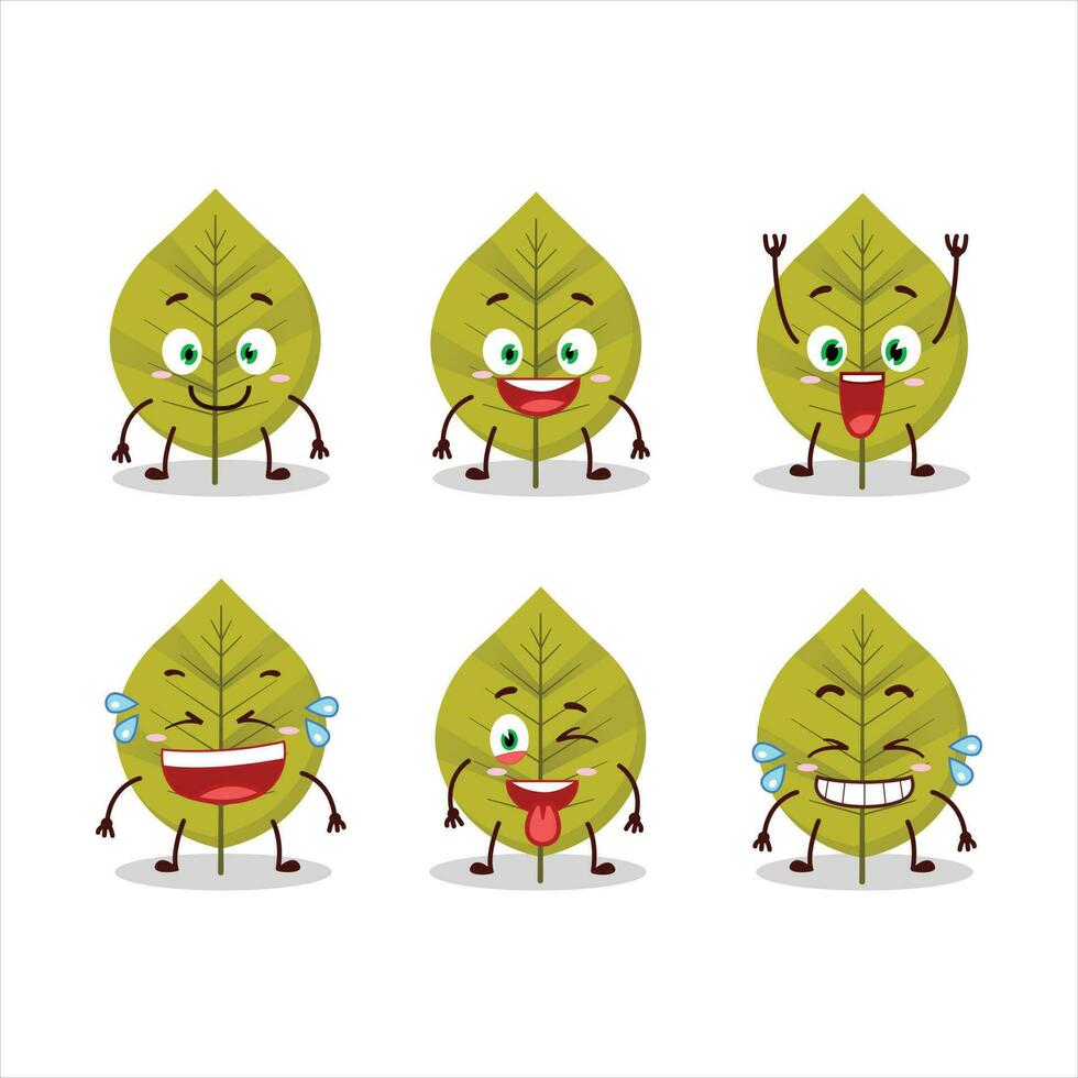 Cartoon character of green leaves with smile expression vector