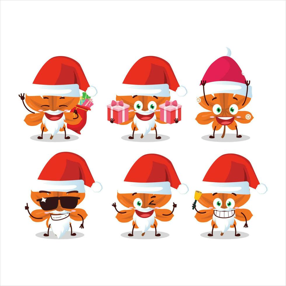 Papa Noel claus emoticones con naranja seco hojas dibujos animados personaje vector