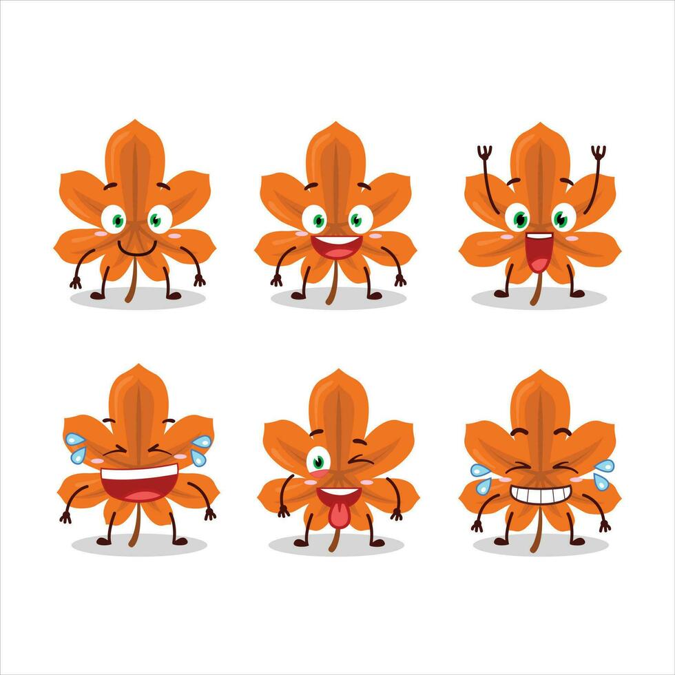 dibujos animados personaje de naranja seco hojas con sonrisa expresión vector