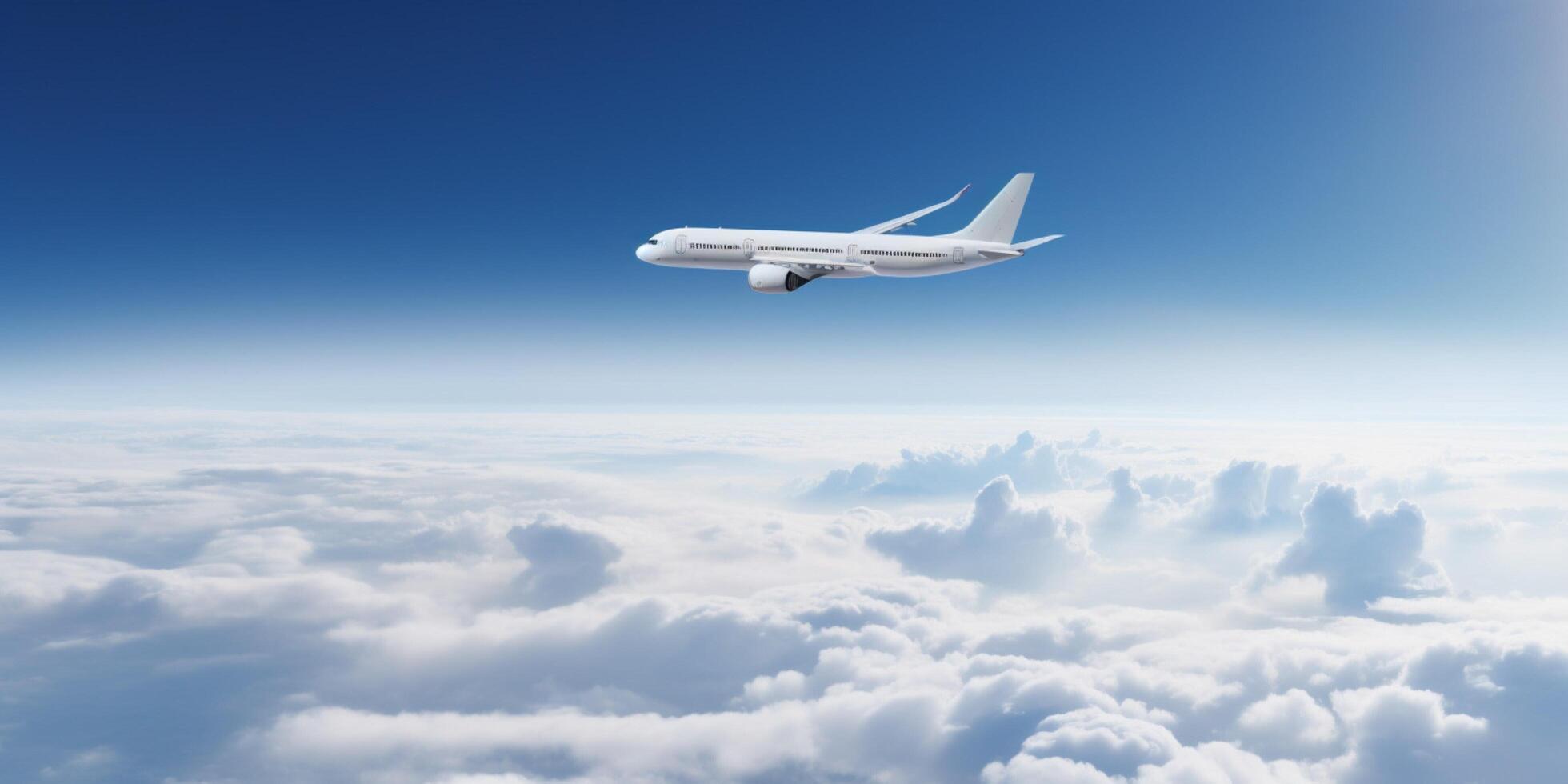 Plane is flying in the sky above the clouds photo