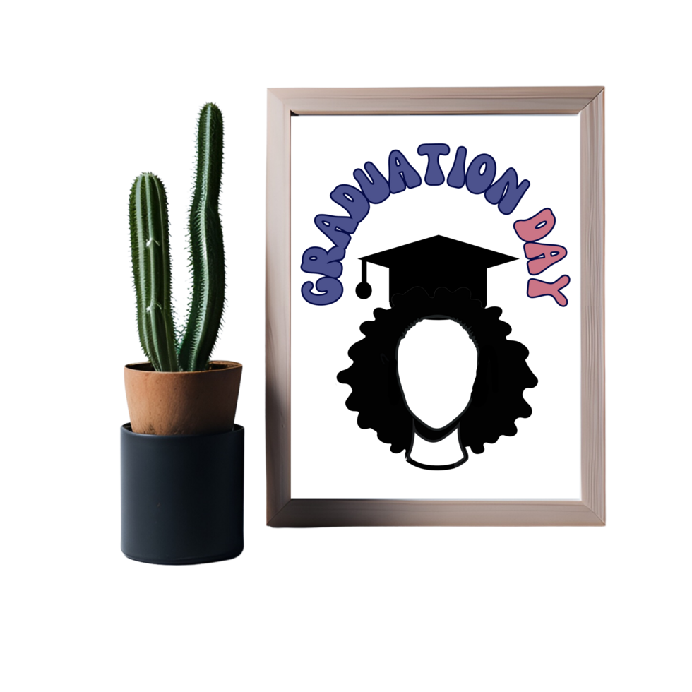 Girl with Graduation cap, Graduation day Frame mockup, Graduation cap with quote  frame, Graduation day quote, finally graduated frame mockup on transparent background png