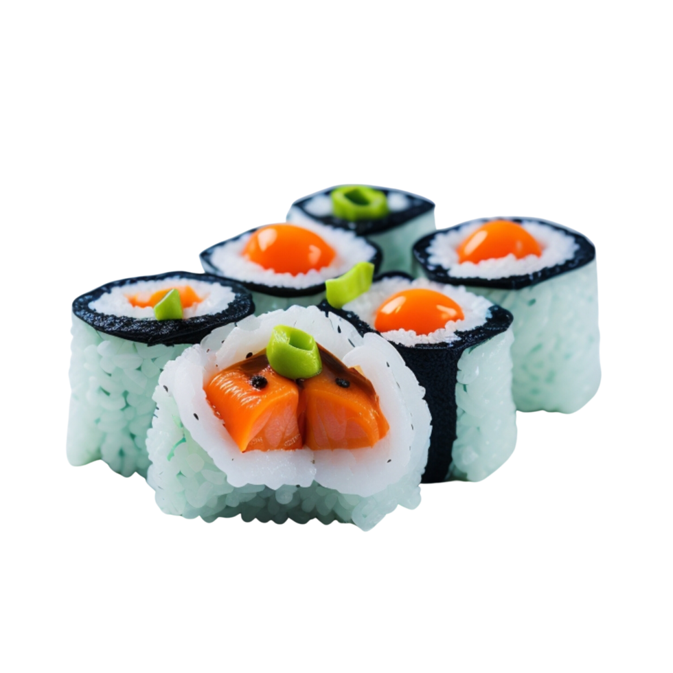 Japonais Sushi Rouleaux avec des légumes et Saumon poisson clipart sur transparent Contexte , nourriture la photographie, Sushi plat, Sushi menu, Sushi concept, Sushi thème, Sushi faire la fête, Sushi cuisine png