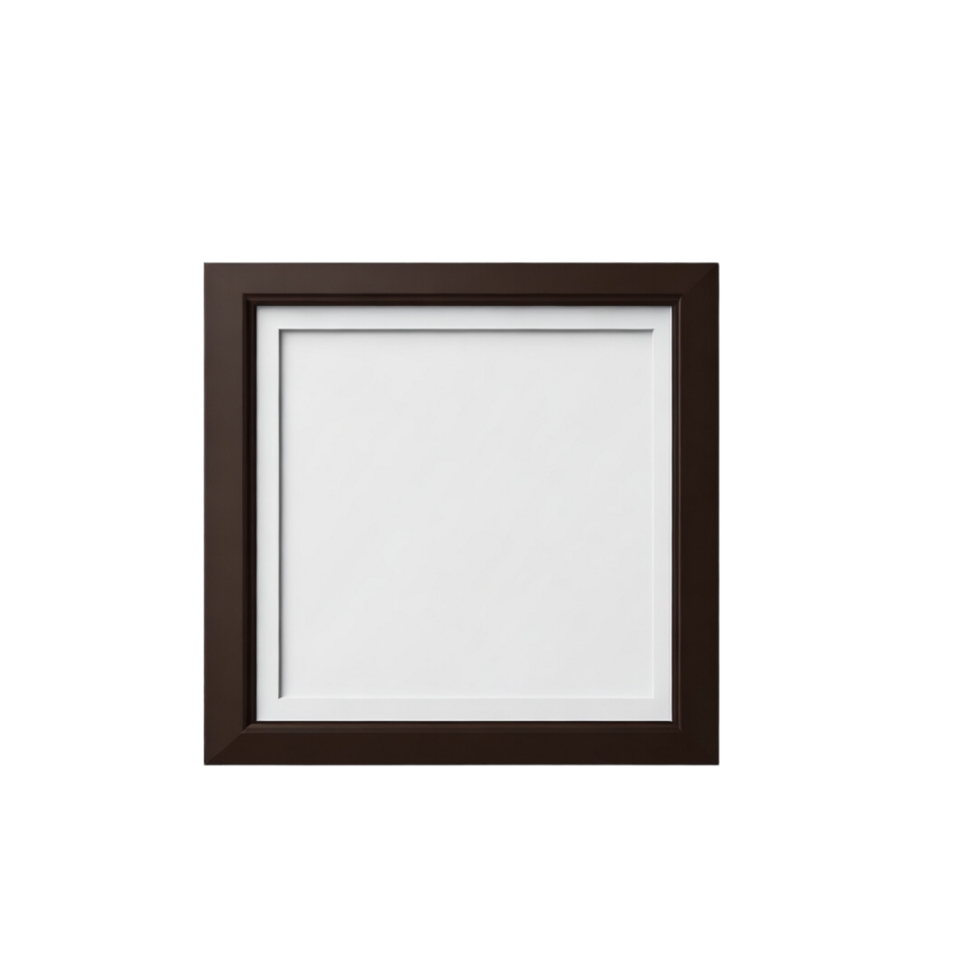white blank frame with brown border mockup, Empty blank frame mockup, blank picture frame template, frame mockup on transparent background,  minimalistic frame clipart png
