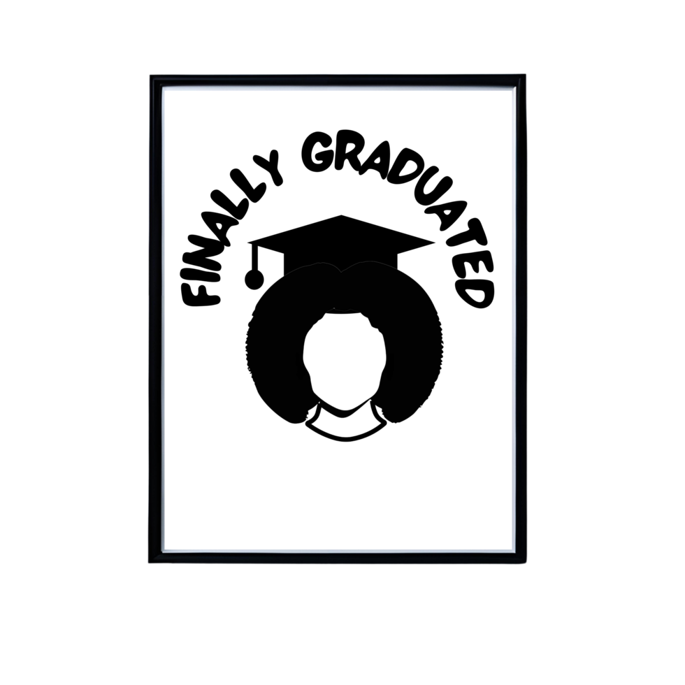 Girl with Graduation cap, Graduation day Frame mockup, Graduation cap with quote  frame, Graduation day quote, finally graduated frame mockup on transparent background png
