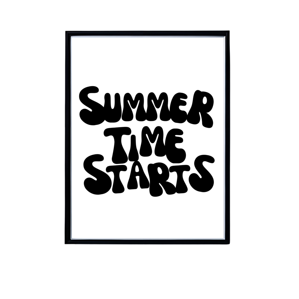 summer time starts frame mockup, summer quote  frame, summer quote frame design, frame mockup on transparent background, minimalistic summer frame clipart png