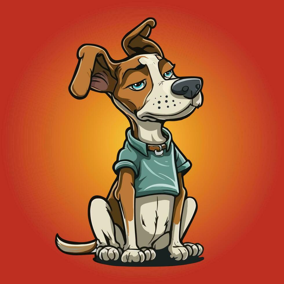 dibujos animados perro sentar personaje logo vector