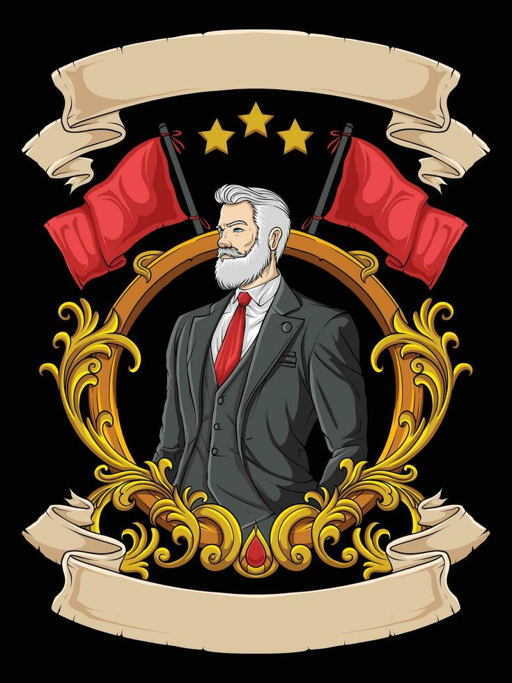 Bearded Suit Man Patriotic Logo vector