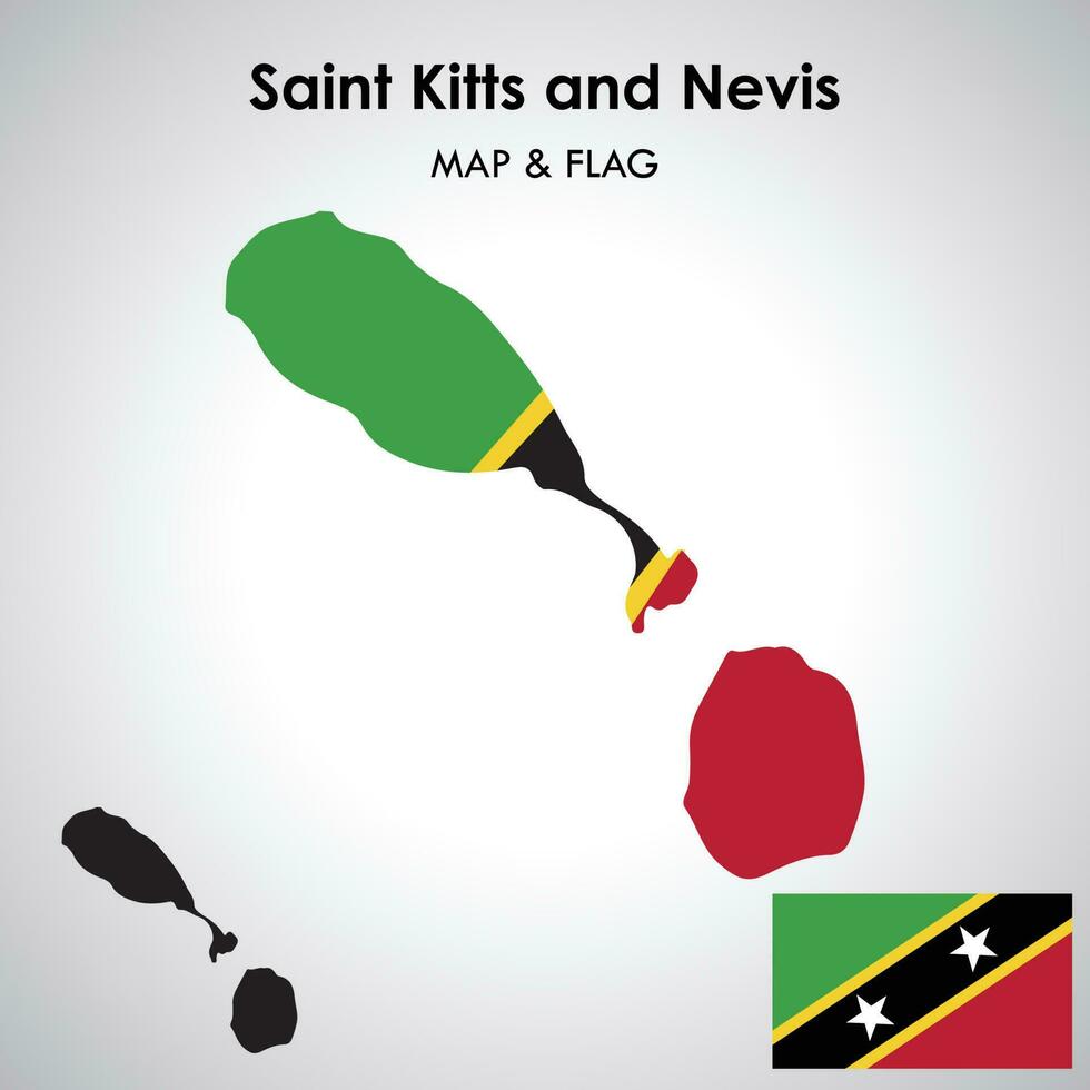 Saint kitts and nevis map and flag design 24523439 Vector Art at Vecteezy