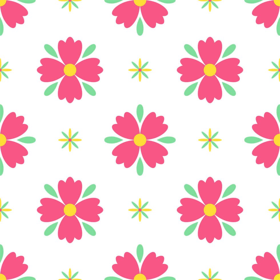 Coral and Green Flower Seamless Pattern Background png