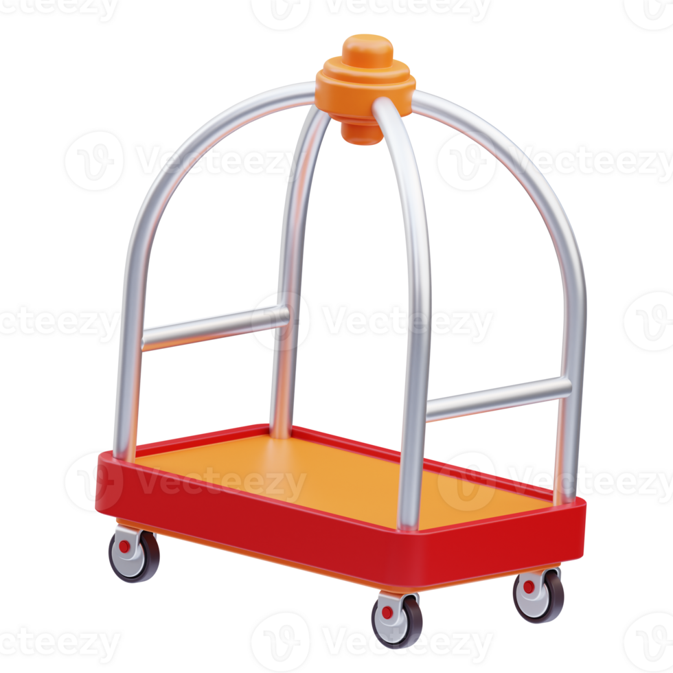 Luggage cart Hotel 3D Illustration png