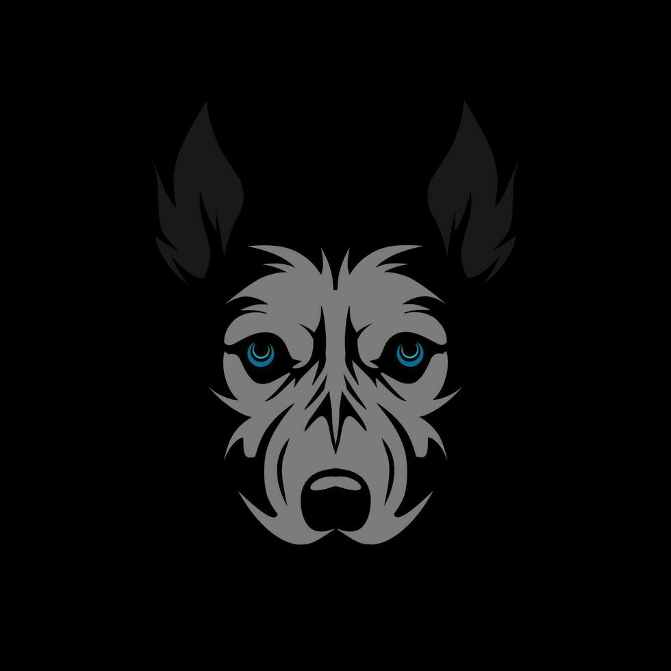 Wolf logo line pop art portrait colorful design with dark background. Abstract animal vector illustration.