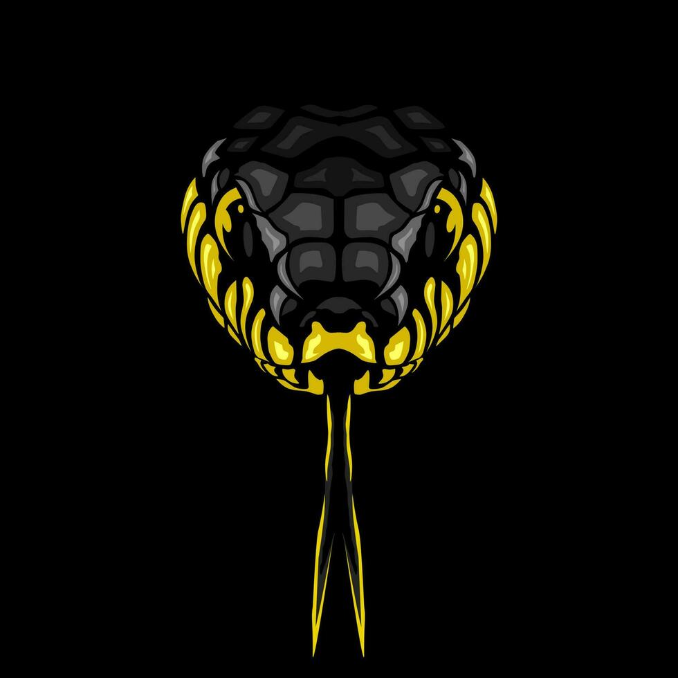 Cobra snake logo line pop art portrait colorful design with dark background. Abstract animal vector illustration.