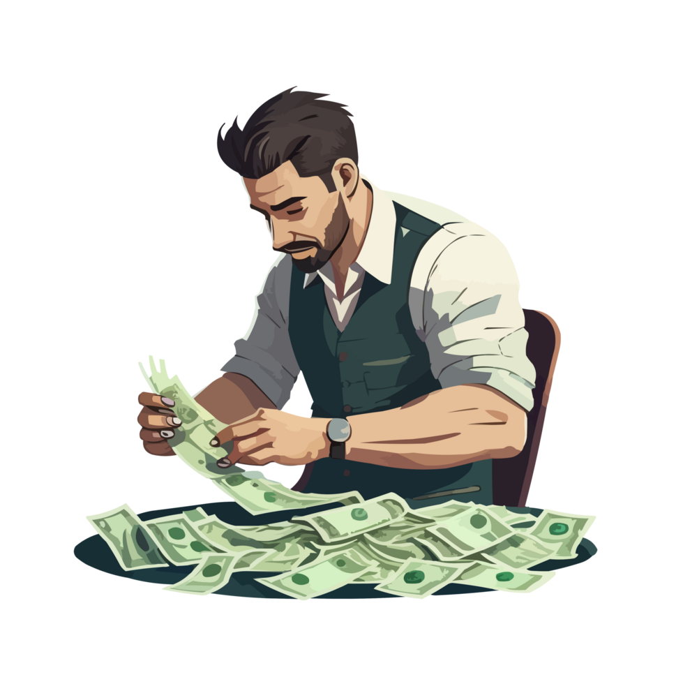 hombre contando dinero png