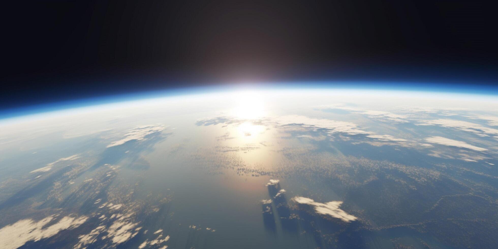 A view of earth from space with sun on it photo