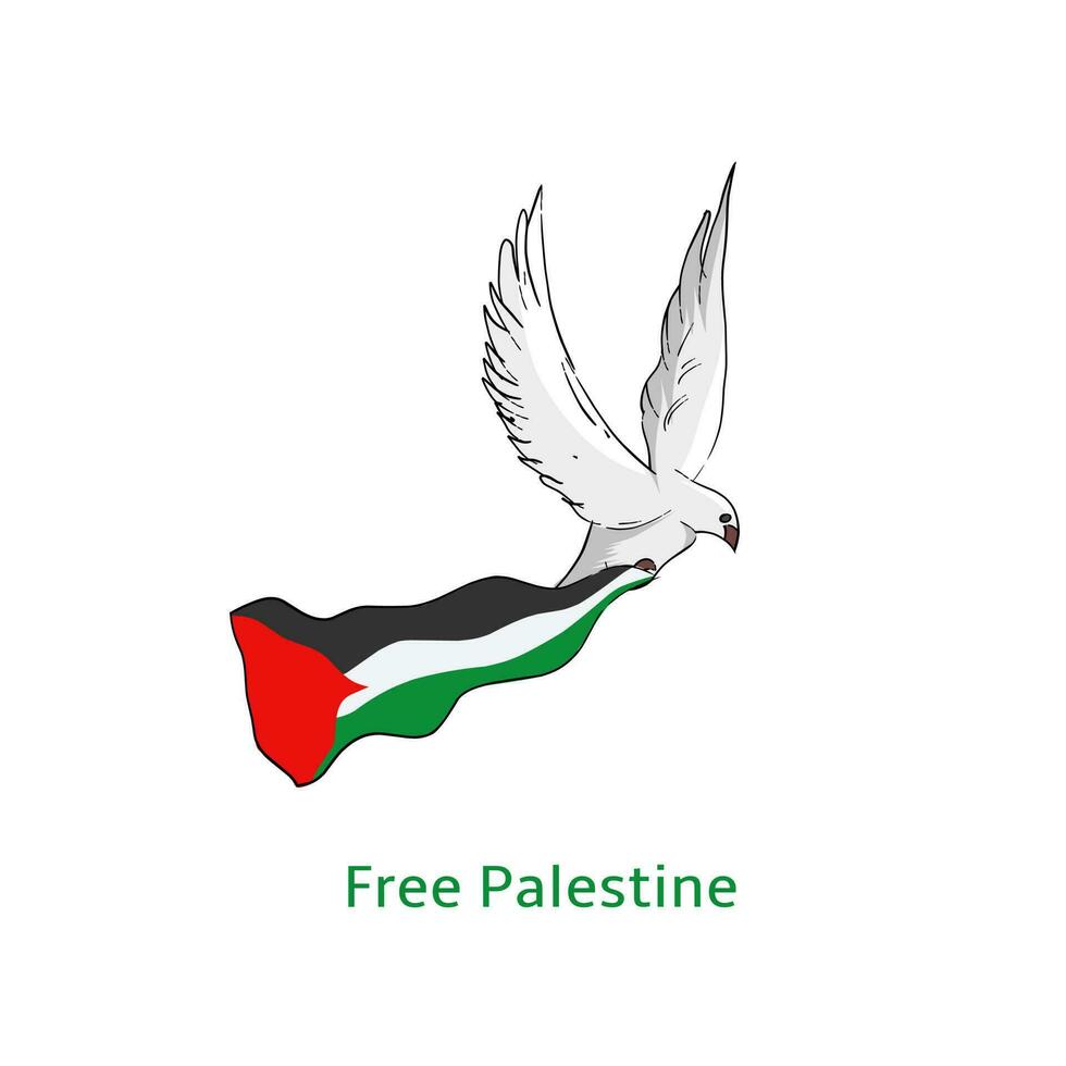 illustration vector of dove bring palestine flag, peace symbol, perfect for print,etc