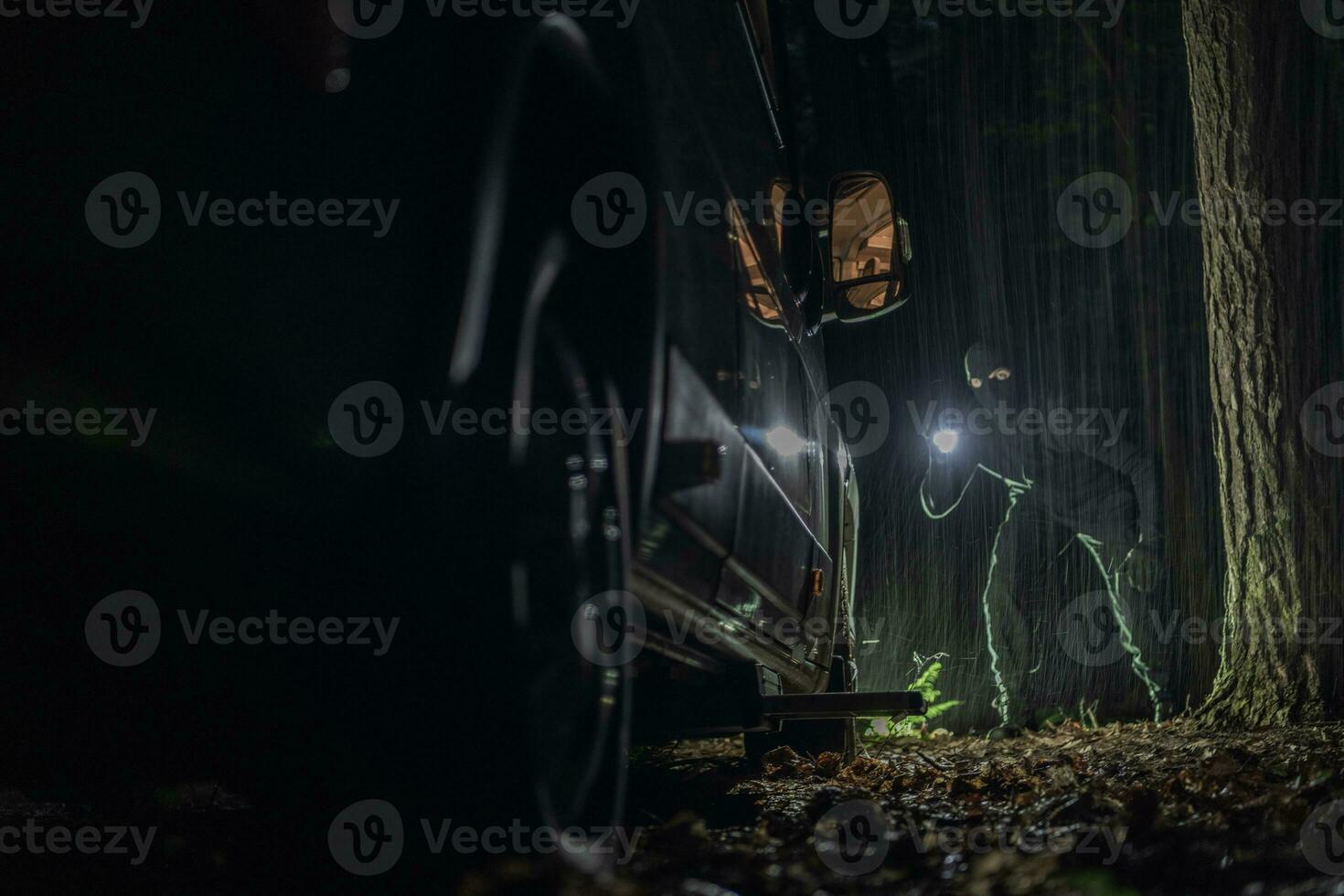 Man Checking the Vehicle Before Committing a Crime photo