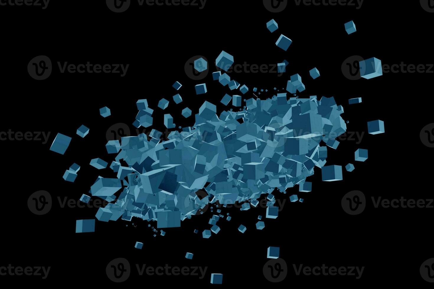 Blue Cubes Explosion Isolated photo