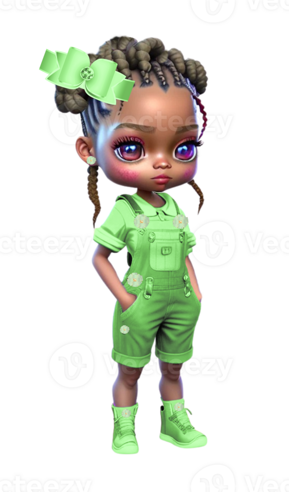 Bright Eyed Girl in Overalls Custom Colored png