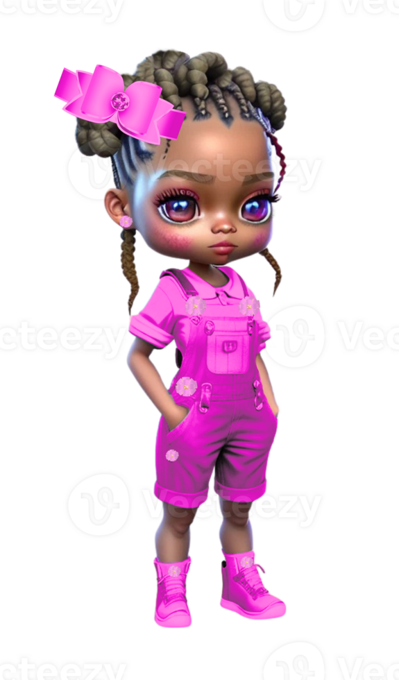 Bright Eyed Girl in Overalls Custom Colored png