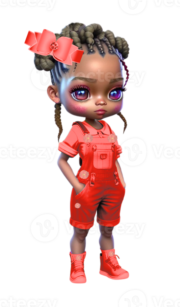 Bright Eyed Girl in Overalls Custom Colored png