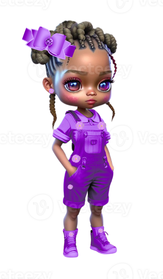 Bright Eyed Girl in Overalls Custom Colored png