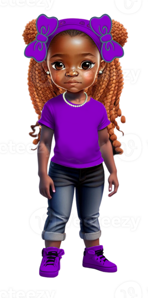 Teen Girl in Jeans with Hairbow Custom Colored png