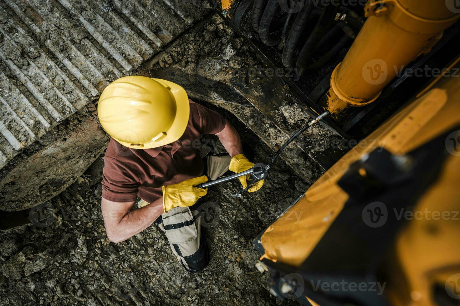 lubricado puntos dentro pesado equipo tractor foto