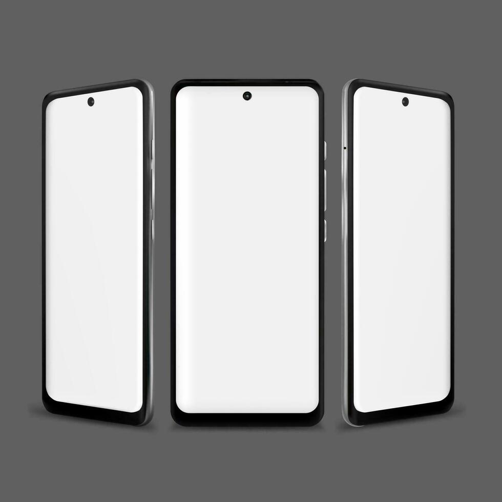 Realistic Detailed 3d Smartphone Mockup Set. Vector