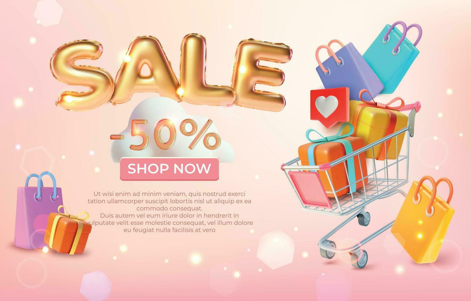 Sale Shop Now Ads Banner Concept Poster Card. Vector