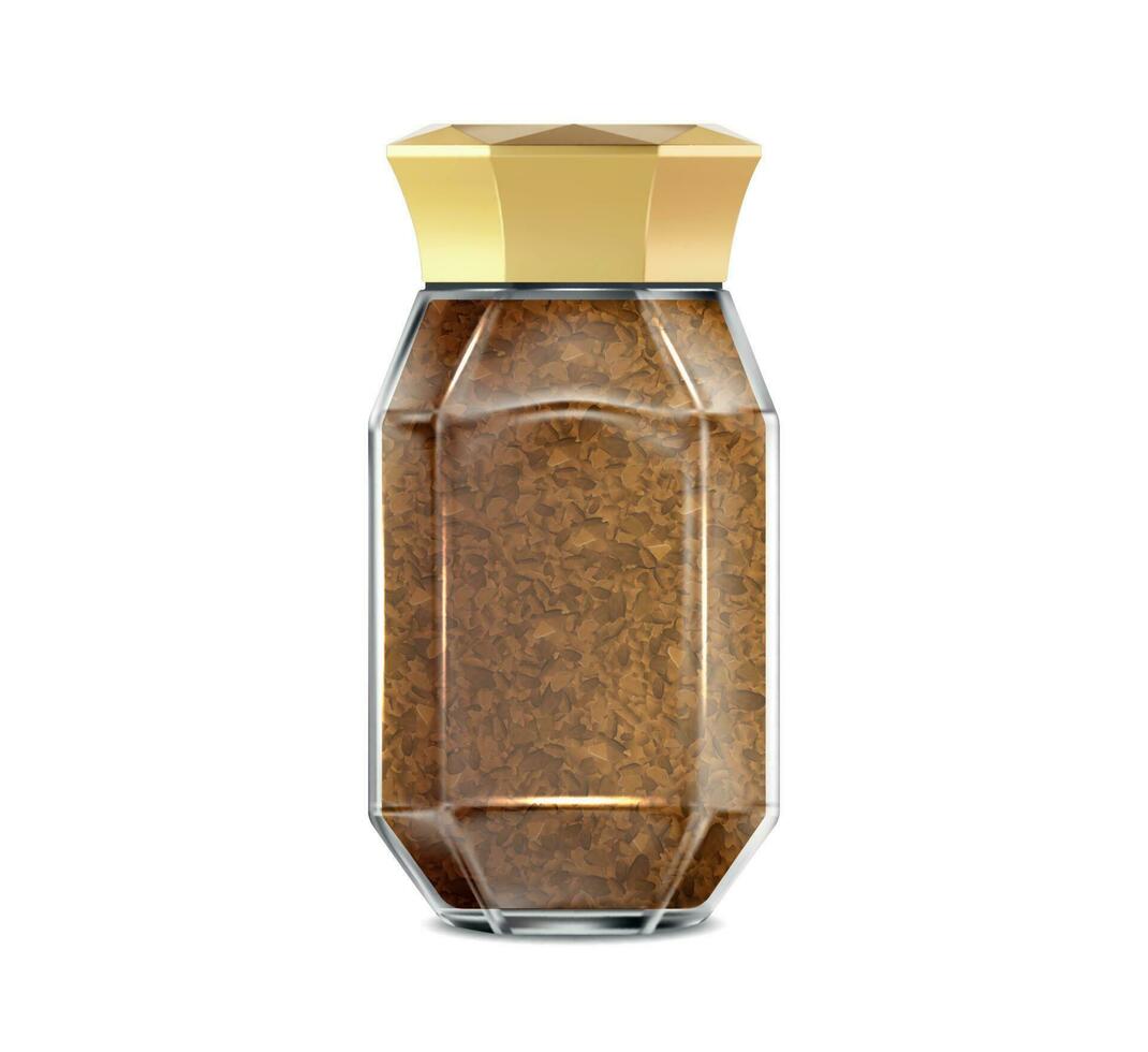 Realistic Detailed 3d Full Instant Coffee Glass Jar. Vector illustration of Container