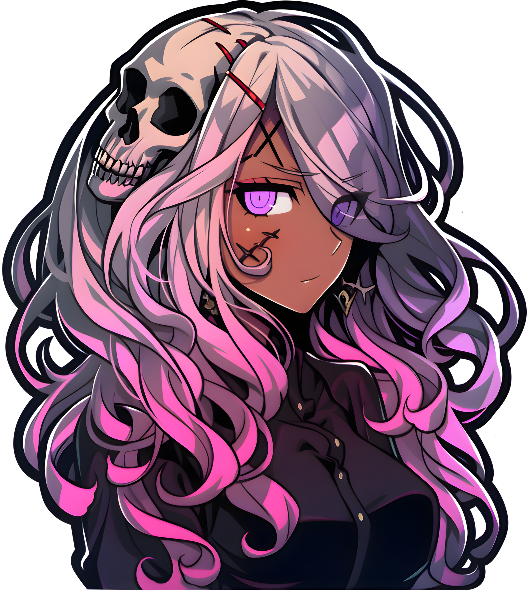 AI GENERATED - Sticker - Anime Girl Purple Hair 24212245 PNG