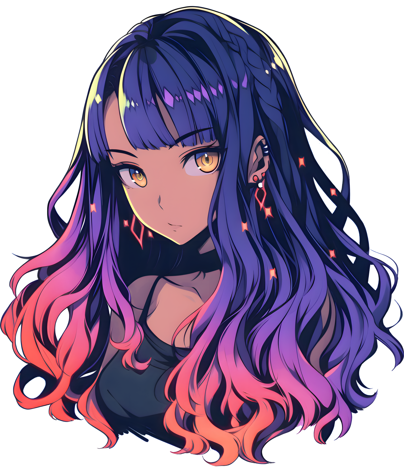 AI GENERATED - Sticker - Anime Girl Purple Hair 24212245 PNG
