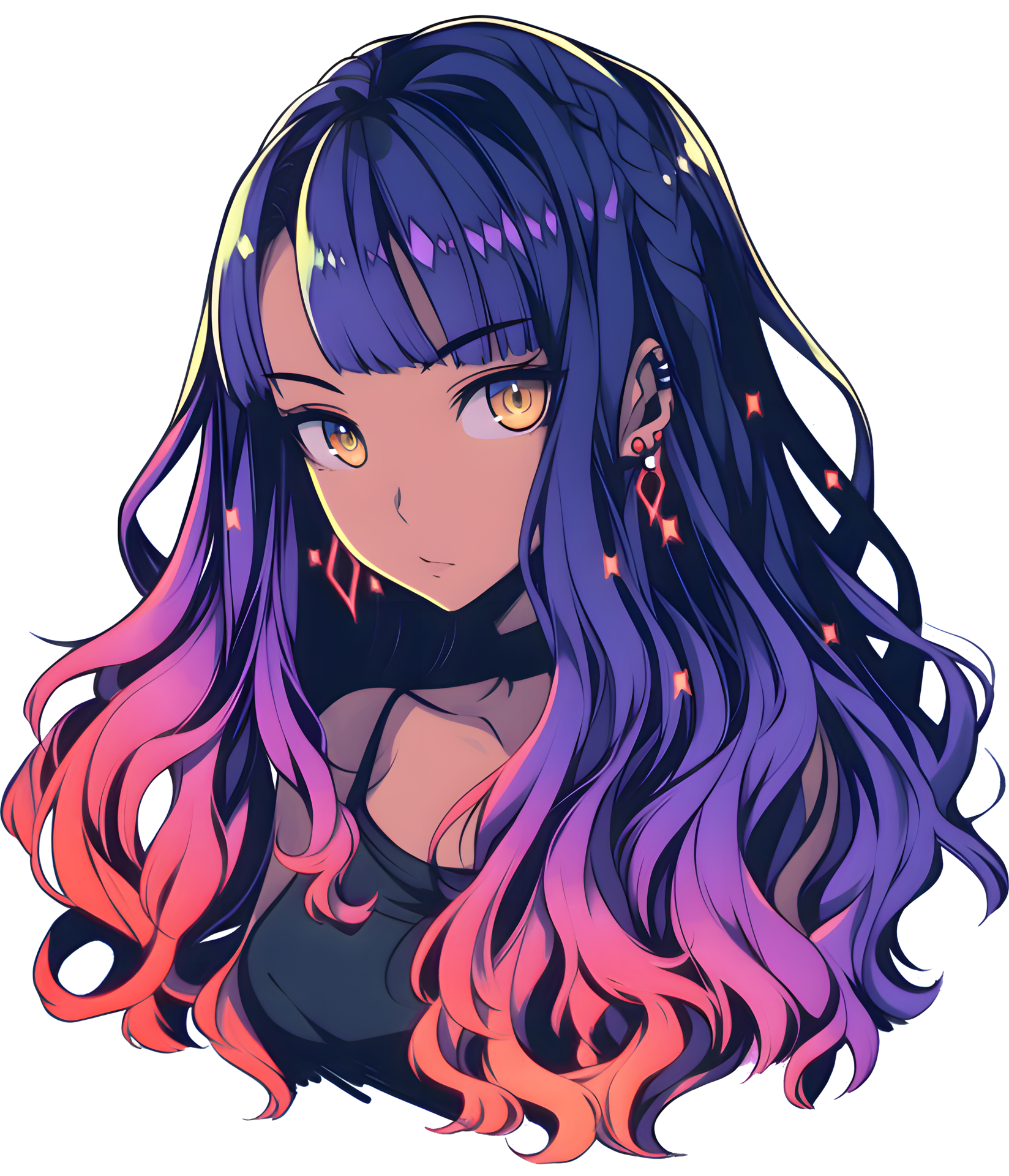 AI GENERATED - Sticker - Anime Girl with blue hair 24212249 PNG