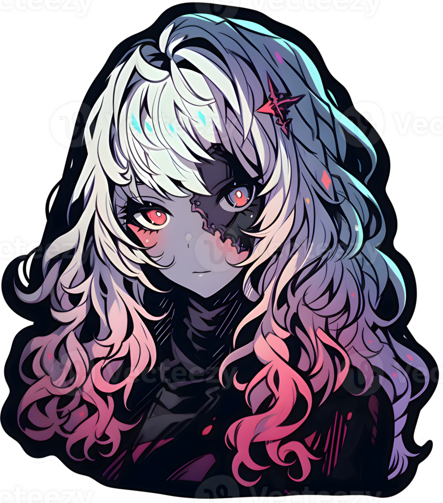 AI GENERATED - Anime Girl Sticker - The Dark Ones 24525714 PNG