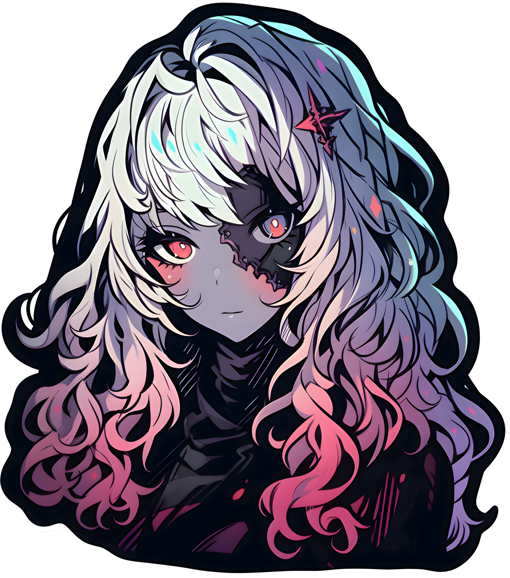 AI GENERATED - Anime Girl Sticker - The Dark Ones 24525716 PNG