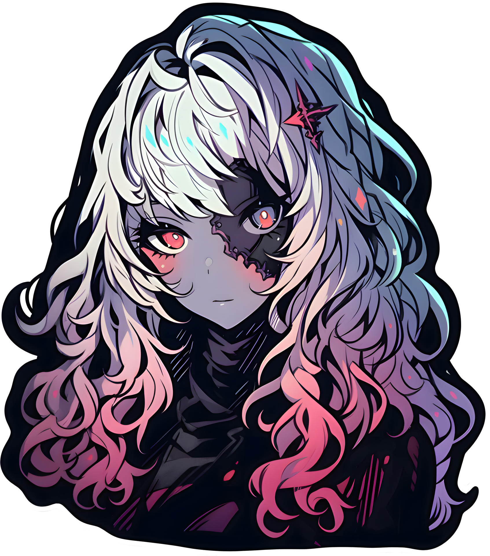 AI GENERATED - Anime Girl Sticker - The Dark Ones 24525730 PNG