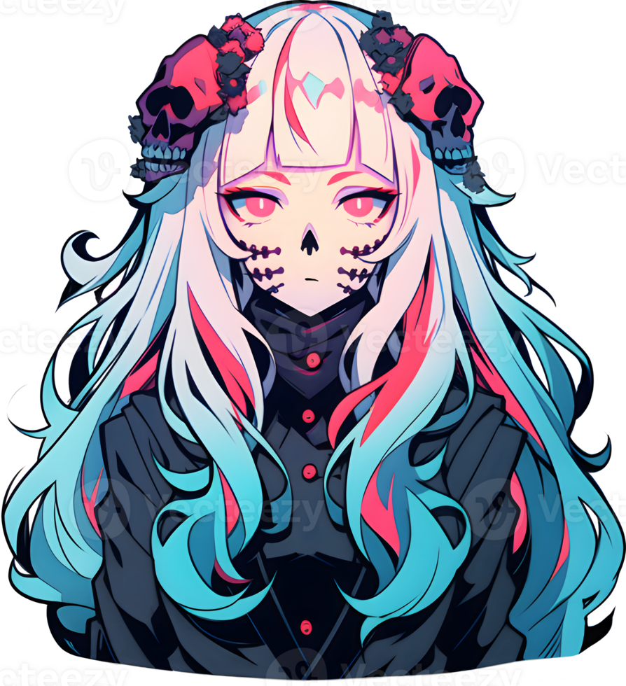 AI GENERATED - Anime Girl Sticker - The Dark Ones 24525730 PNG