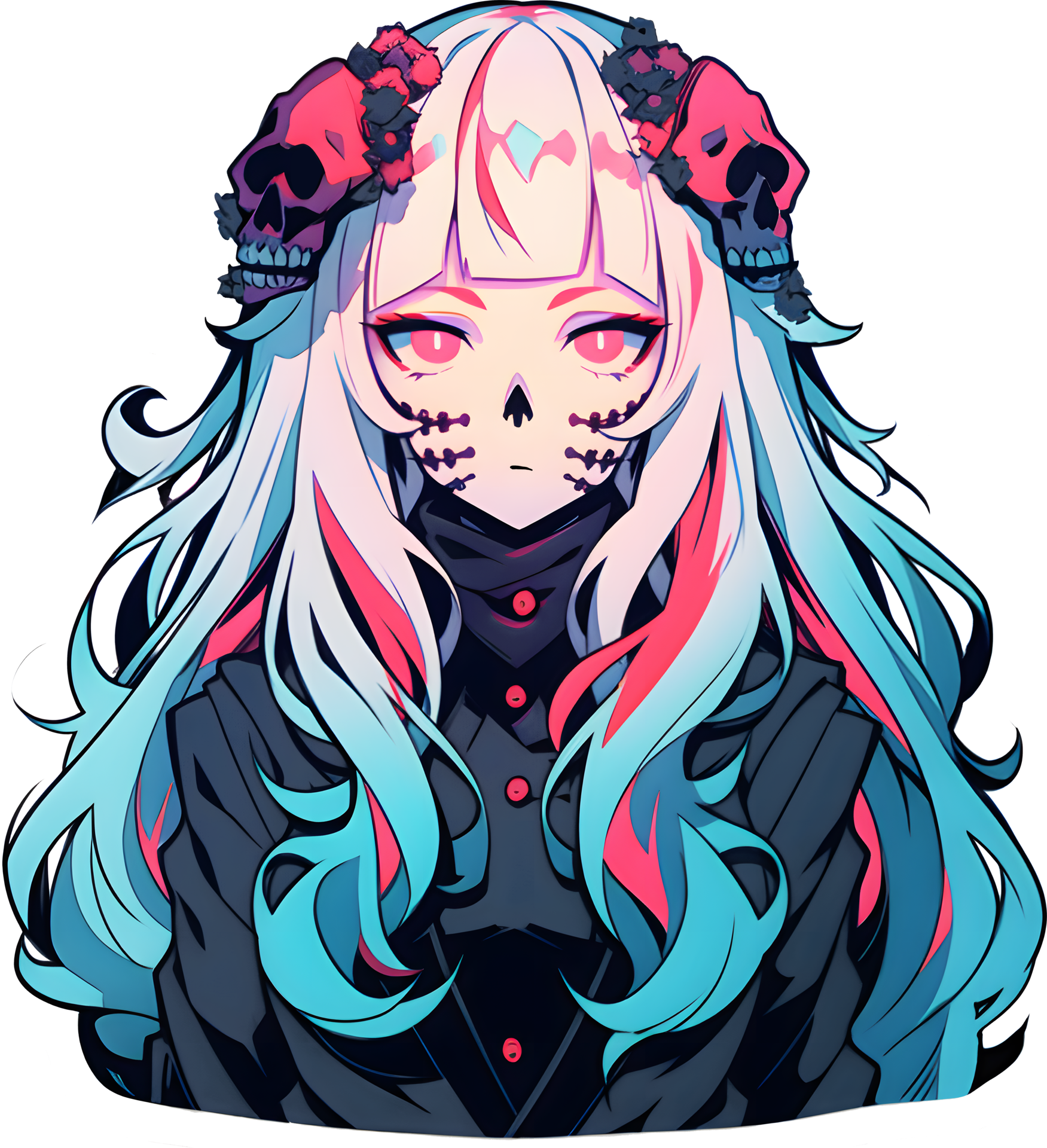 AI GENERATED - Anime Girl Sticker - The Dark Ones 24525716 PNG