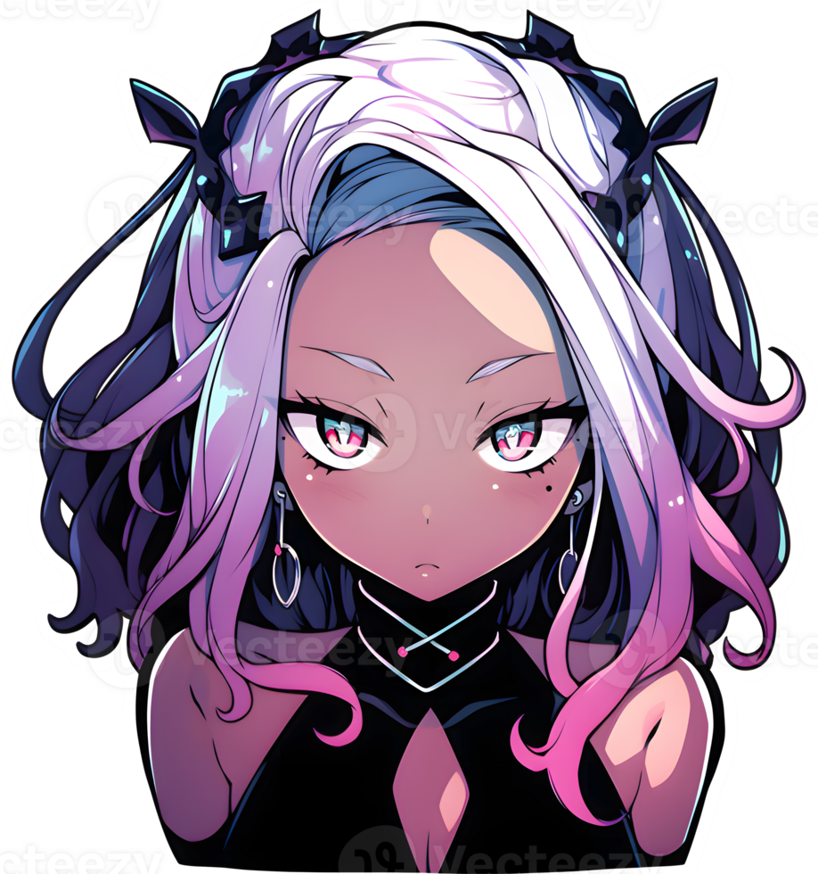 AI GENERATED - Anime Girl Sticker - The Dark Ones 24525716 PNG