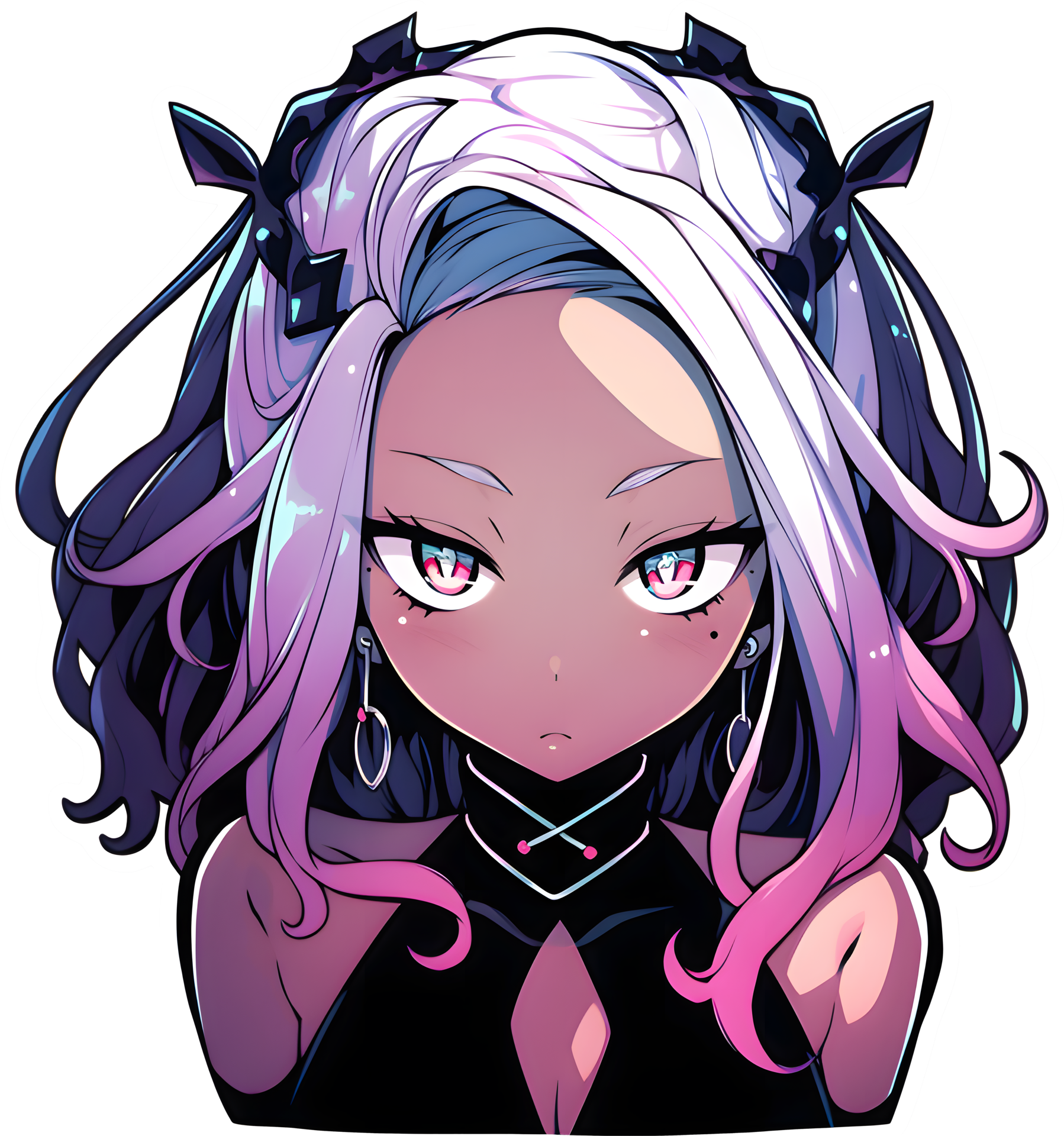 AI GENERATED - Sticker - Cute Anime Girl with Silver hair 24212220 PNG