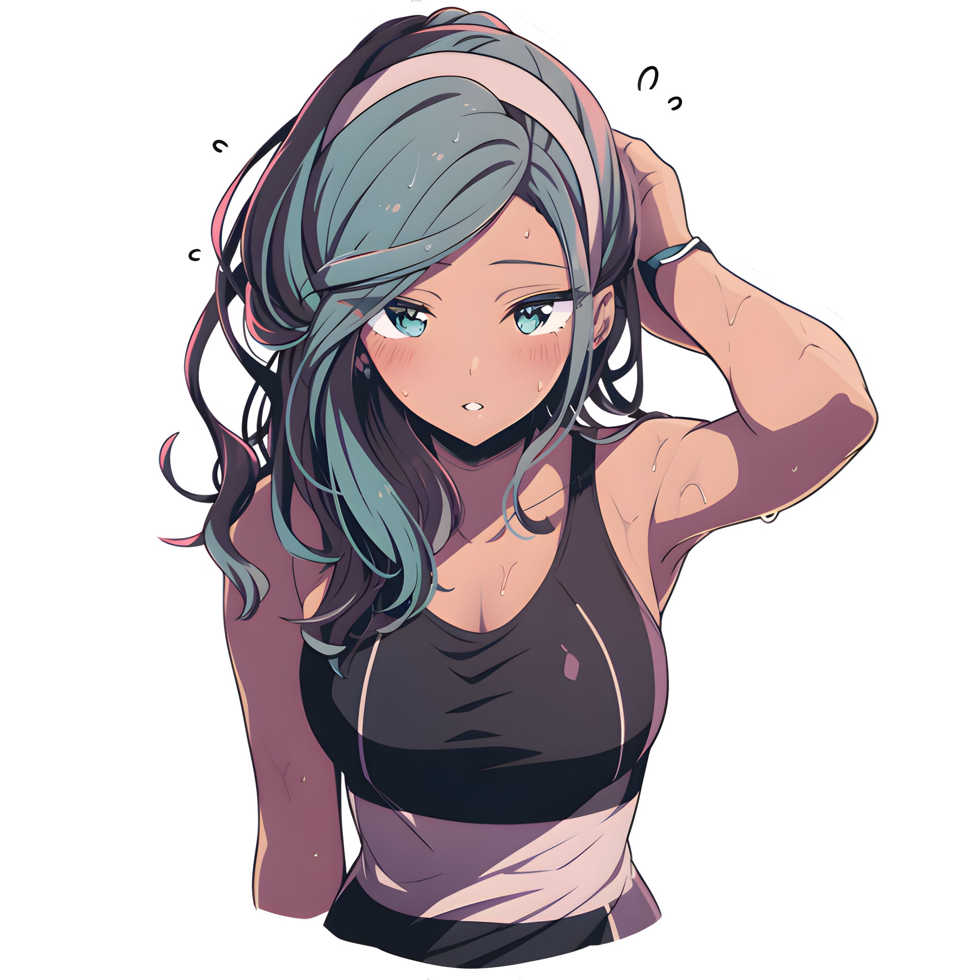 AI GENERATED - Sticker - Anime Girl with blue hair 24212249 PNG