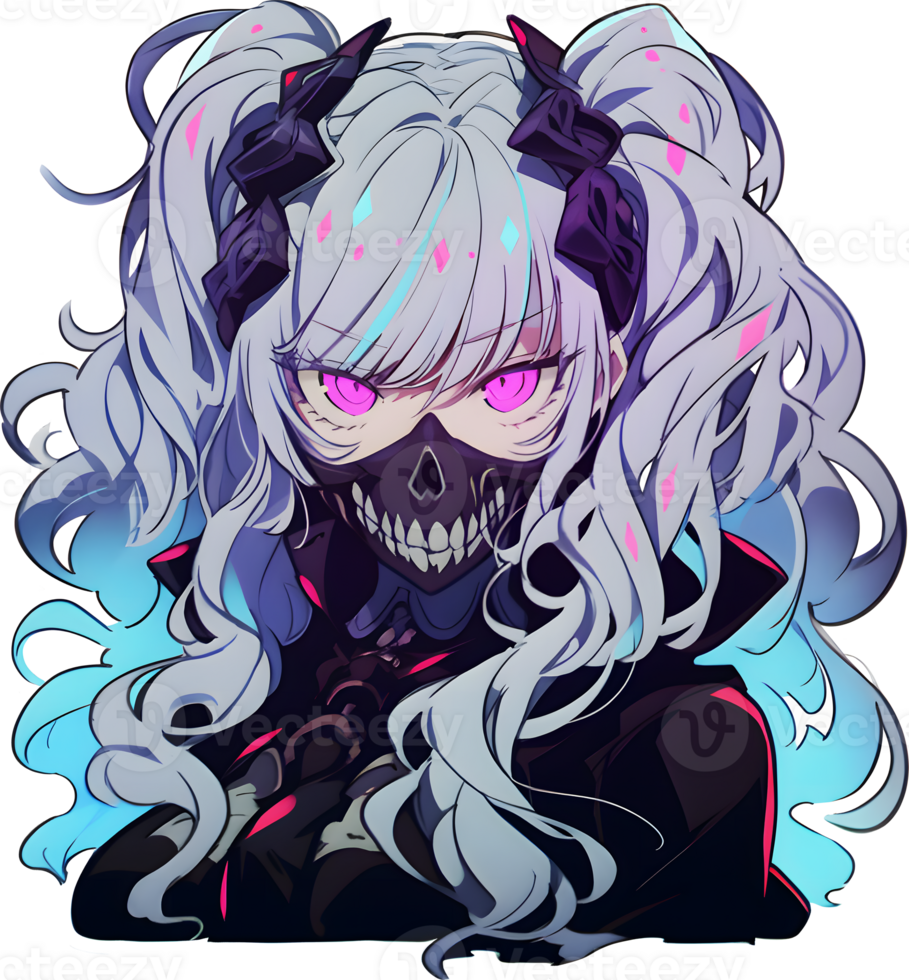 Anime girl purple eyes dark skull wallpaper background - Wallpapers