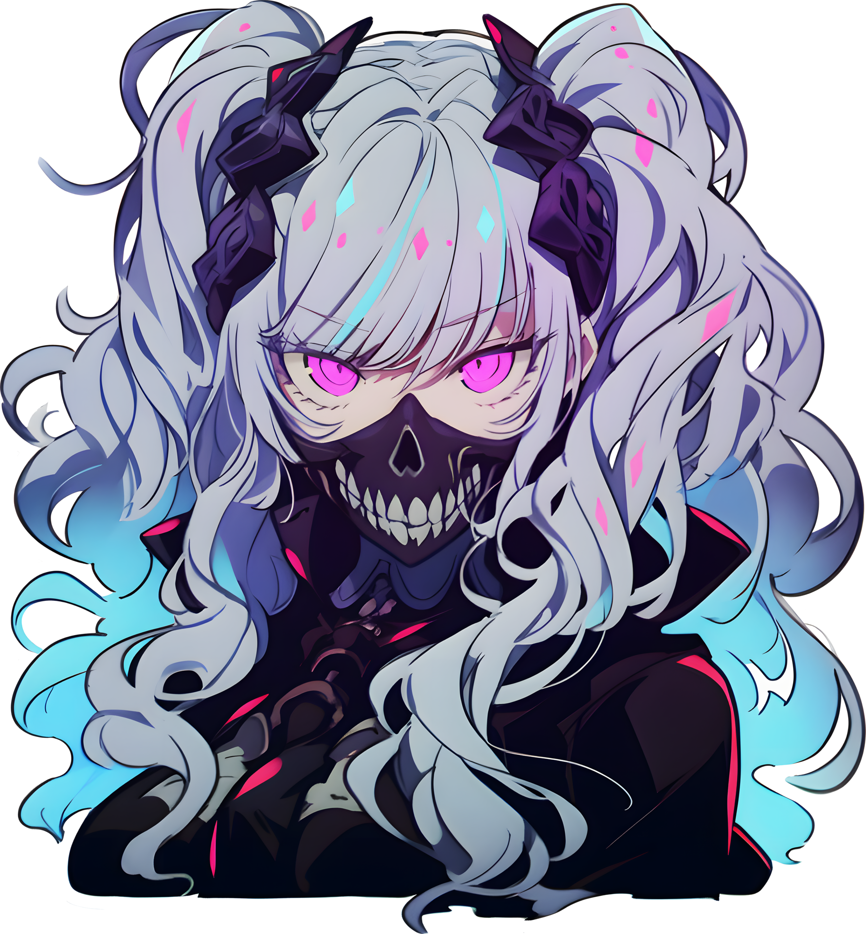 AI GENERATED - Sticker - Anime Girl with blue hair 24212249 PNG